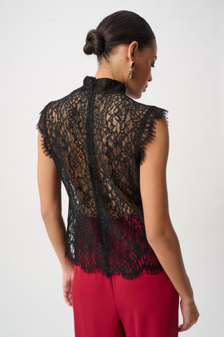 Lace Mock Neck Fitted Top