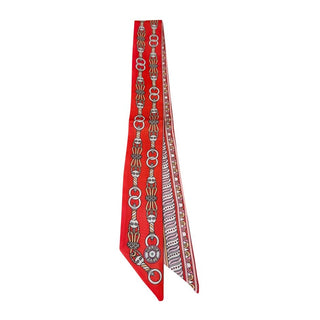 Red Chain Print Scarf Necklace - Chain