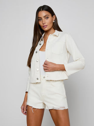 Janelle Slim Raw Jacket, Ecru