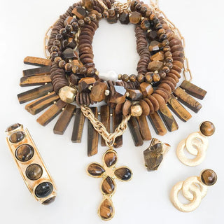Heishi Bone Necklace, Brown