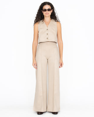 Stretch Suede Standard Wide Leg Pant , Almond