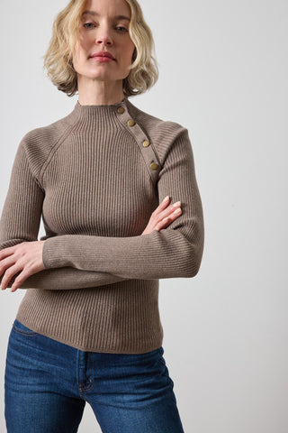 Button Neck Sweater, Mink
