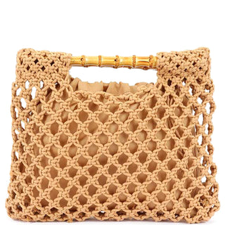 Bamboo Handle Bag, Khaki