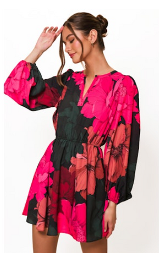 Pierce Dress, Fuchsia Multi