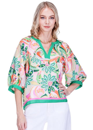 Stich Trim Top, Patchwork Garden