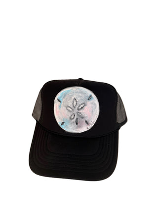 Sand Dollar Trucker Hat, Black