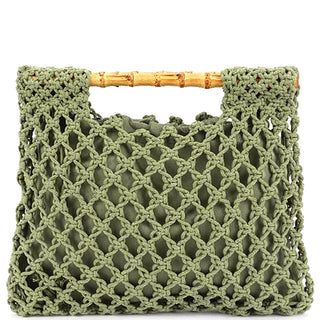 Bamboo Handle Bag, Green