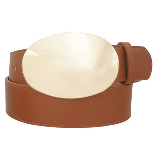 Clean Dome Buckle Belt - Cognac