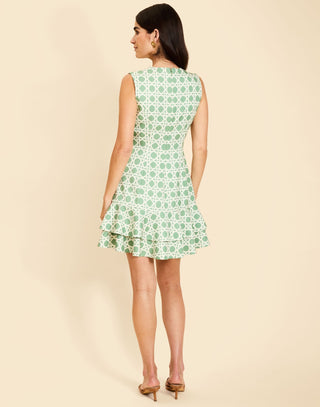 Brigid Mini Dress, Evergreen Lattice