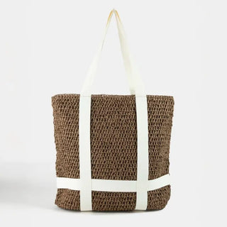 Braided Hat Carrier Tote, Brown