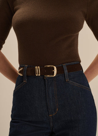 Suede Jordan Belt, Chocolate