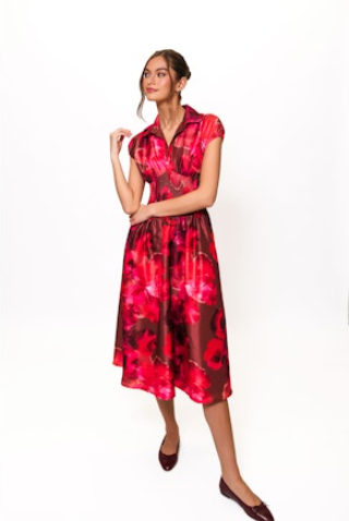 Trevy Dress, Rosewood Watercolor
