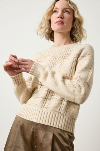 Open Stitch Crewneck, Eggshell