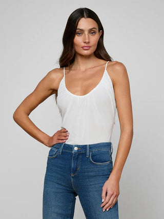 Gelina Ruched Bodysuit, White
