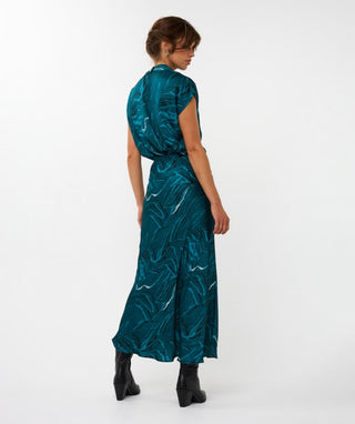 Satin Skirt, Teal Waves
