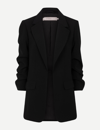 Gathered Sleeve Blazer, Black
