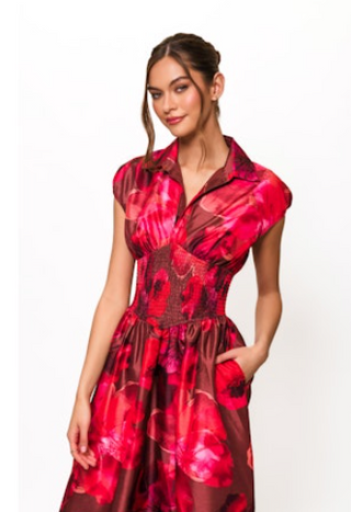 Trevy Dress, Rosewood Watercolor