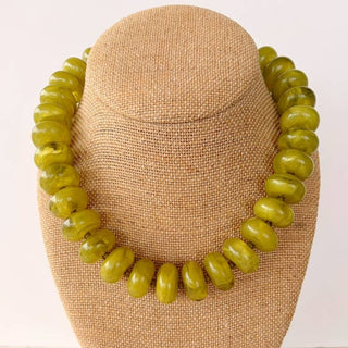 The Rory Rondelle Beaded Necklace - Olive
