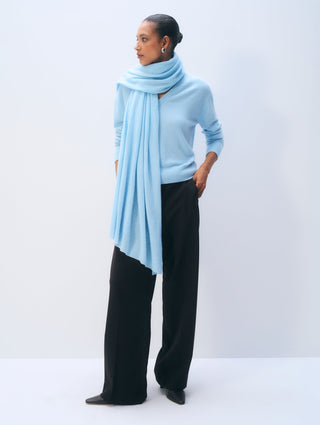 Cashmere Travel Wrap, Seersucker Blue