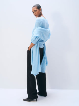 Cashmere Travel Wrap, Seersucker Blue