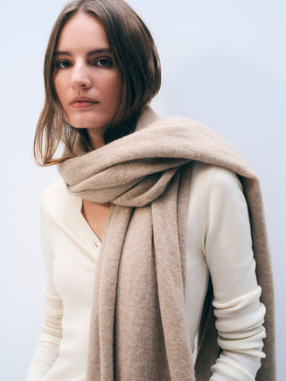 Cashmere Travel Wrap, Taupe Heather