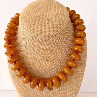 The Rory Rondelle Beaded Necklace - Amber Brown