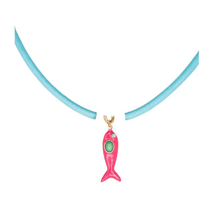 Leather Fish Necklace - Pink Fish