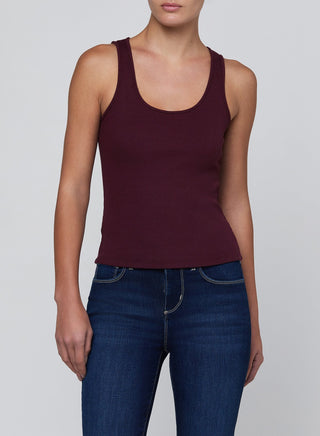 Adira Scoop Neck Tank, Deep Sangria