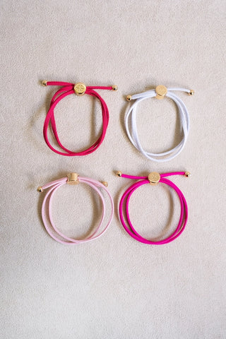 Skinny Hair Tie Set, Pink