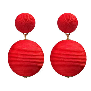 Red Pom Earrings