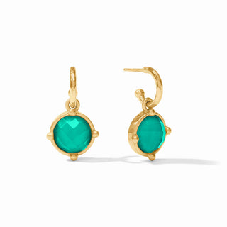 Honeybee Hoop & Charm Earrings, Emerald Green