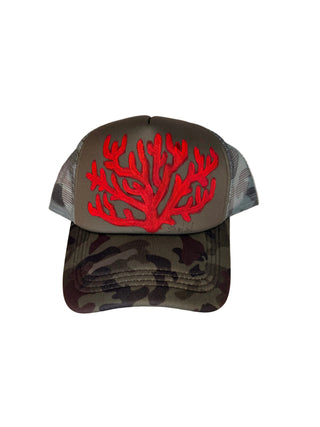 Coral Reef Trucker Hat, Camo