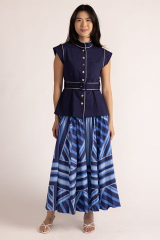 Edith Skirt, Blue Geo Stripe