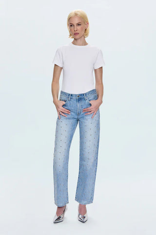 Lexi Mid Rise Bowed Straight Jean, Aires