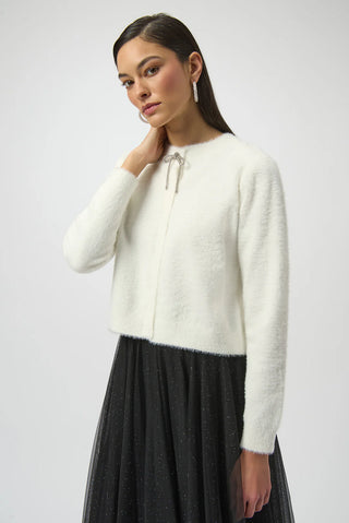Cardigan with Rhinestone Bow