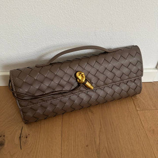 Knot Clutch, Genuine Leather, Deep Taupe
