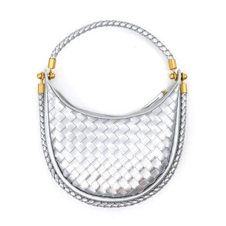 Mini Woven Hobo  - Silver