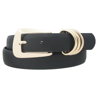 Irregular Triple D Loop Microsuede Belt - Black