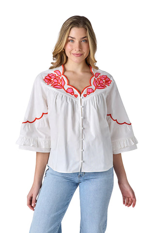 Ity Blouse, Ivory Embroidered
