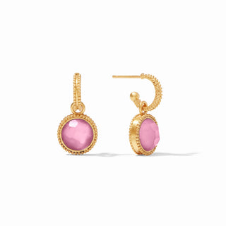 Fleur de Lis Hoop & Charm, Tourmaline Pink