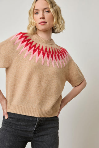 Short Sleeve Easy Fairisle Sweater