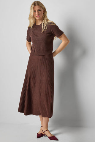 Flared Knit Skirt, Java