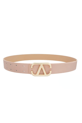 Metal V Buckle Belt, Blush