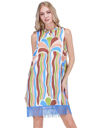 Fringe Hem Sheath Dress, Harvest
