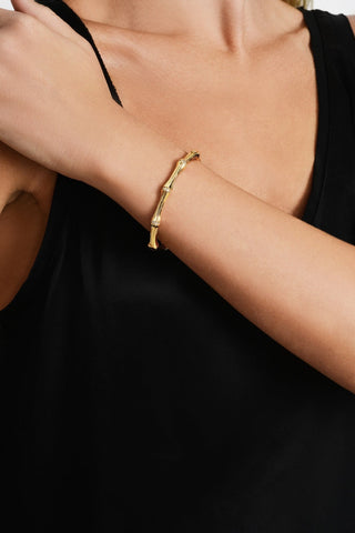 Bamboo Hinged Bangle, Gold
