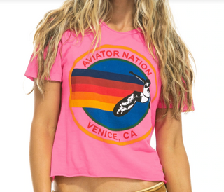 Aviator Nation Boyfriend Tee, Neon Pink