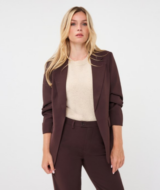 Gathered Sleeve Blazer, Cacao