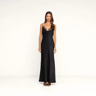 Selene Lace Cowl Gown, Black