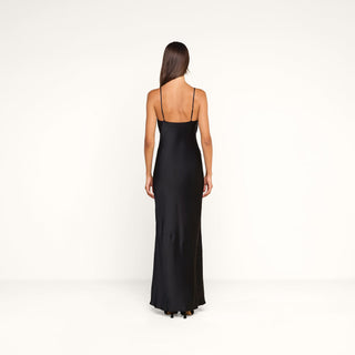 Selene Lace Cowl Gown, Black