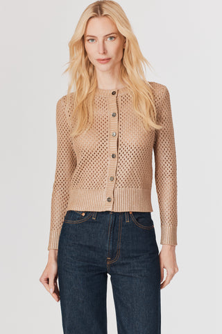 Open Stitch Crew Cardi, Champagne